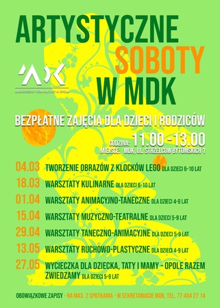Artystyczne soboty 2023 wiosna (plakat)