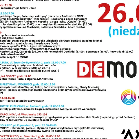 Plakat z programem Finału WOŚP 2025